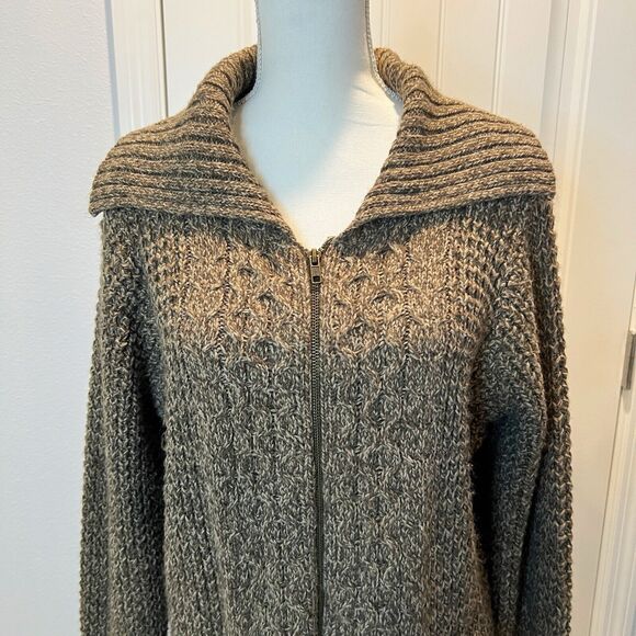St. John's Bay Women's Knit Sweater Size XL Chunky Zip Front Long Sleeves Brown - Picture 2 of 13